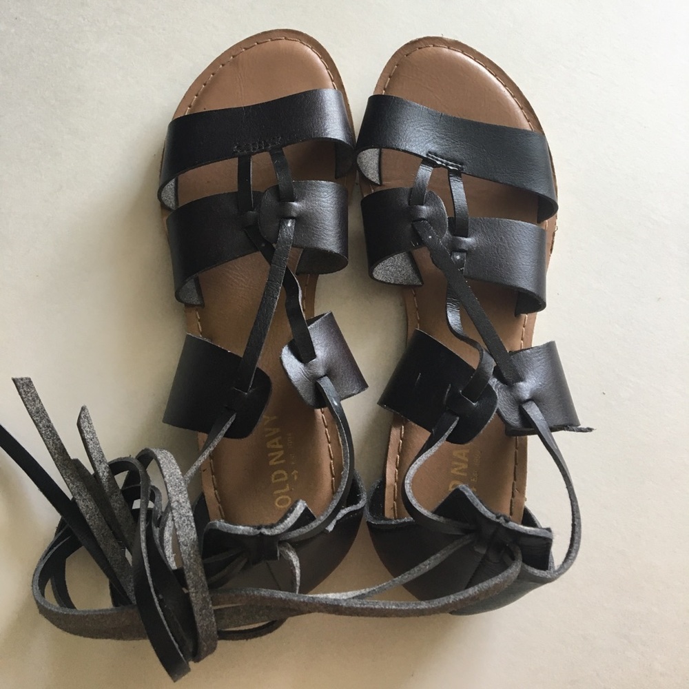 Black Lace Up Gladiator Sandals Size 7
